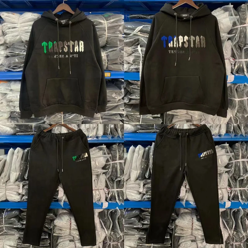 

Trapstar Scarf Embroidered Fleece Hoodie Sweatshirts Sweatpants Set Tracksuit