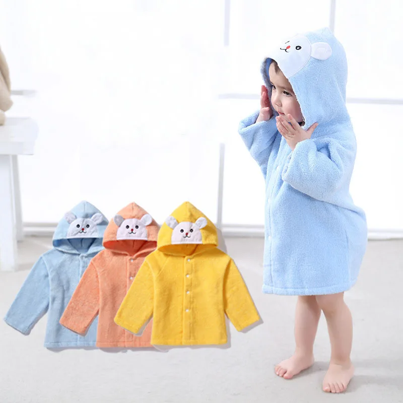 

Children's Cardigan Hooded Animal Bathrobe New Baby Rabbit Home Clothes Cotton Towels Newborn Baby Absorbent Bath Towel 0-5 Year