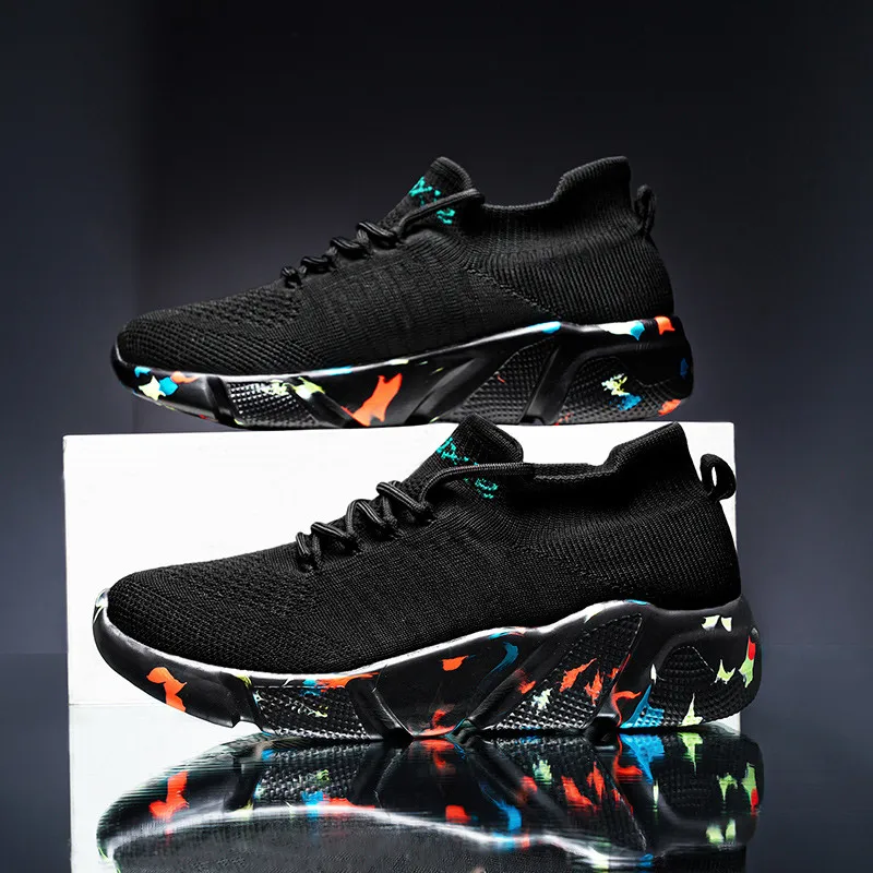 Size 35-47 Hot Cheap Mesh Black Men's Running Sneakers Light Breathable Women Sport Shoes Chunky Comfortable Trainers Shoes Men