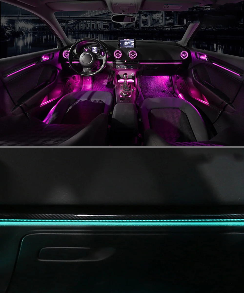 

MQB LED Air Vent Nozzle Interior Dashboard Car Door Decorative Lamp RHD LHD Ambient Light For Audi A3 S3 RS3 8V 8Y 2013-2020
