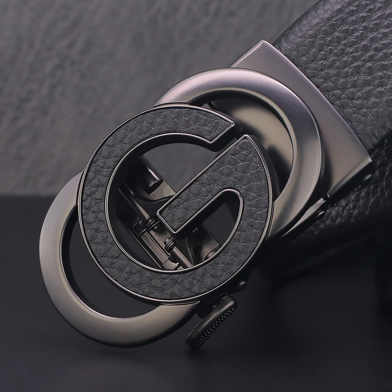 High Quality G Letter Automatic Buckle Belt Men Luxury Brand Black Belt Casual Designer Leather Belt Fashion