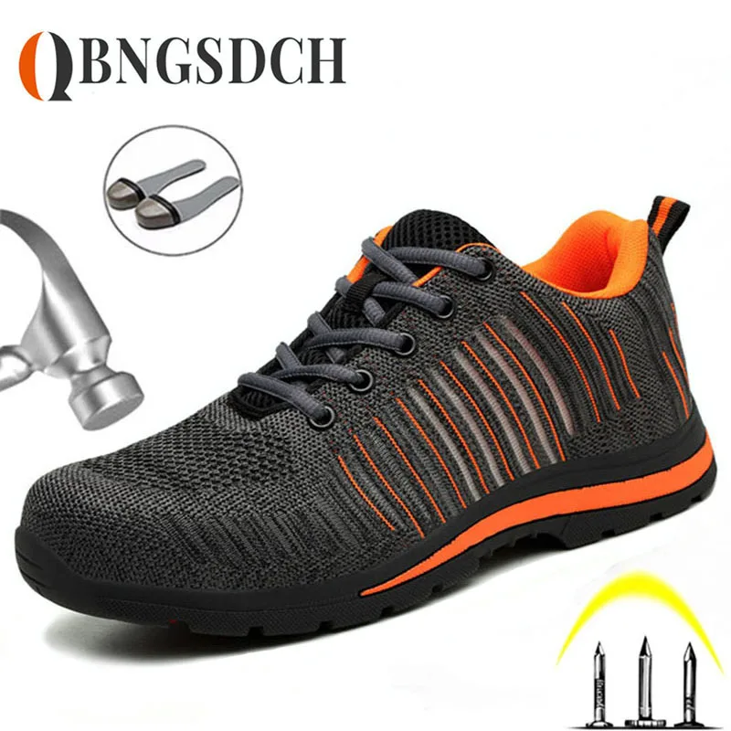 

Men Women Safety Shoes Breathable Lightweight Indestructible Men's Anti-smash Protection Work Shoes Platform Boots Anti-puncture