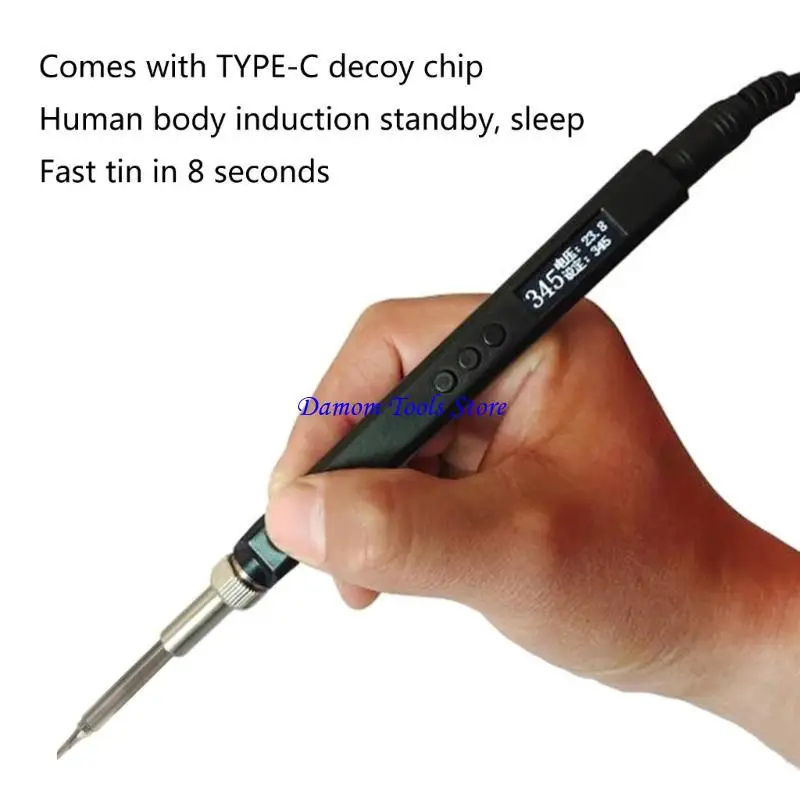 Фото 57be T12 Mini Digital Oled Splering Iron USB Type-C PD 65W Регулируемая температура Электрическая сварка №5