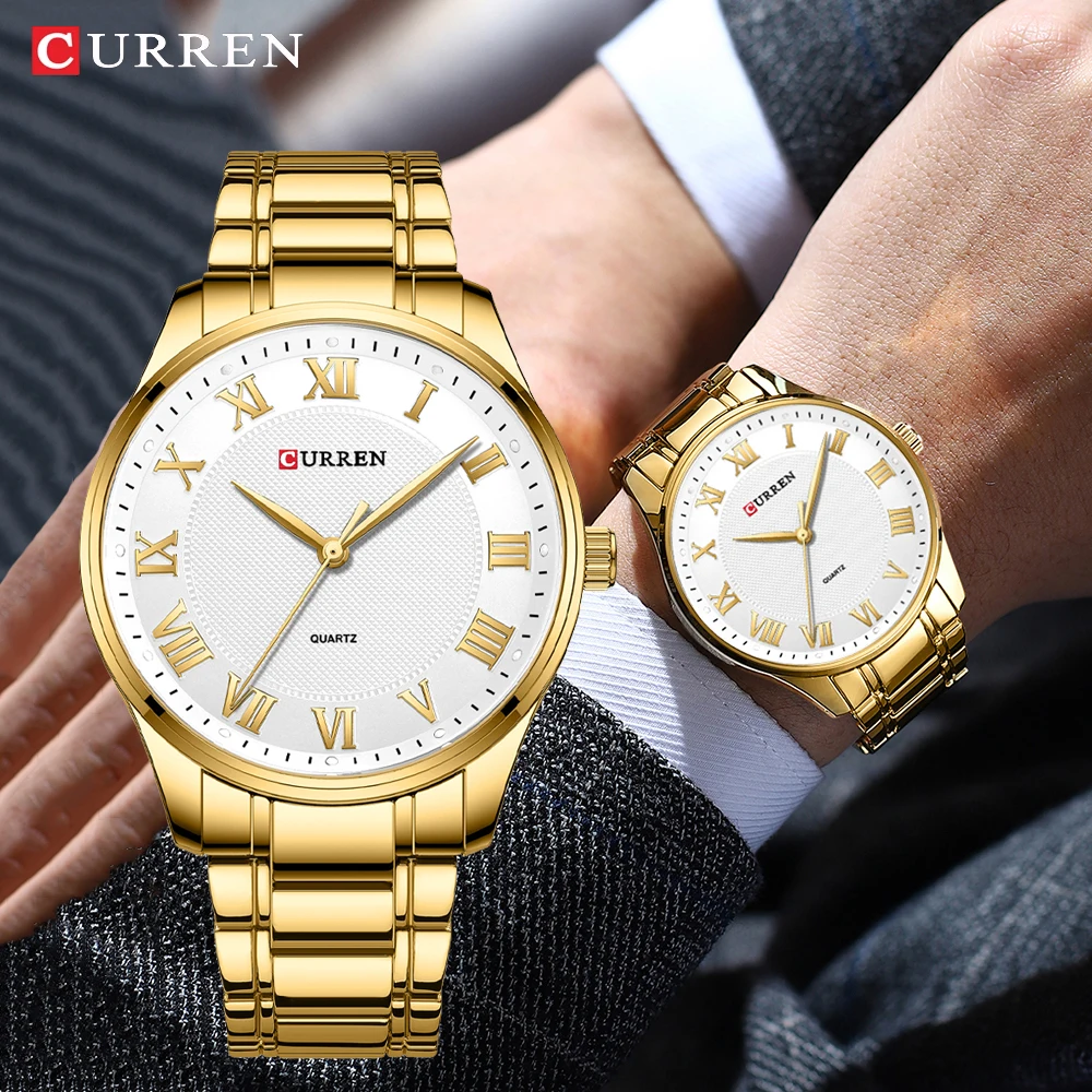 

CURREN Fashion Business Quartz Men Watch With Rome Numbers Luxury Military Waterproof Stainless Steel Man Wristwatch часы