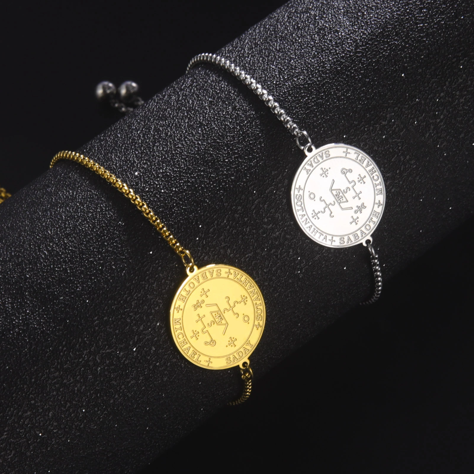 

Seal of Archangel Michael Charm Bracelet for Women Raphael Uriel Gabrie Protective Talisman Stainless Steel Jewish Jewelry