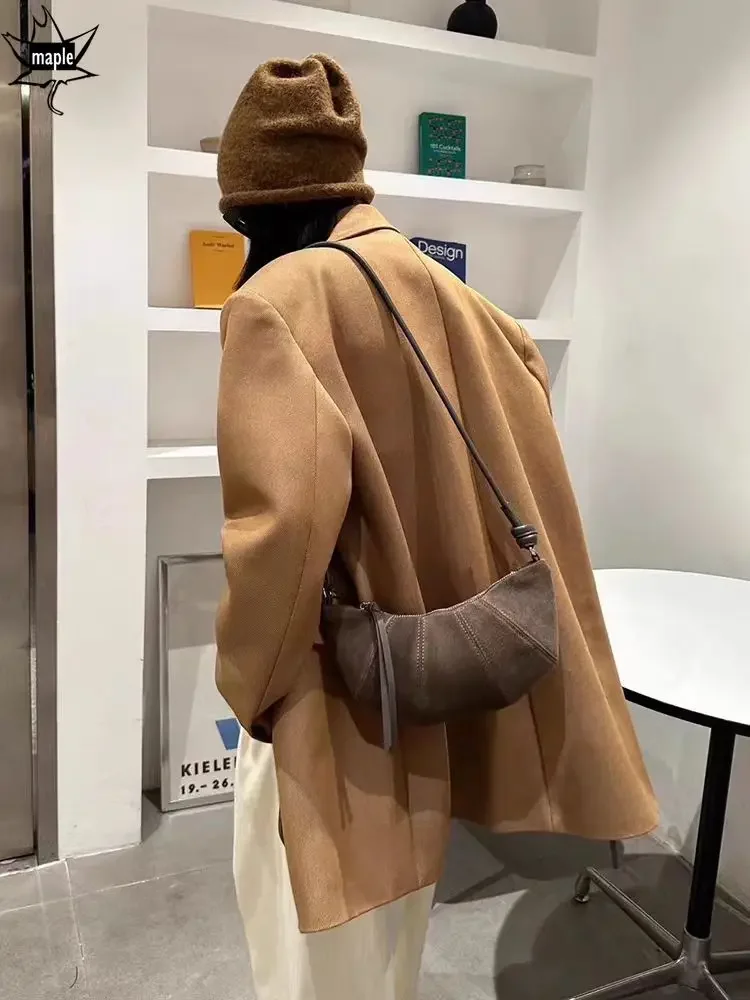 Женская сумка-Кроссбоди из натуральной замши с круассанами