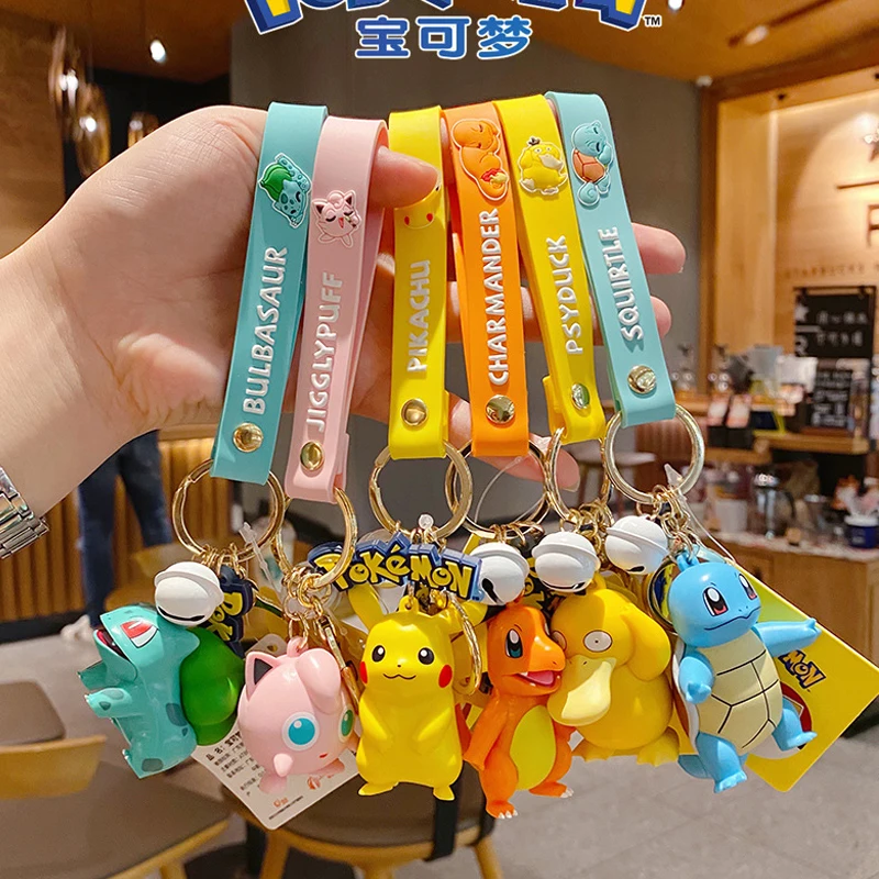 

Creative Pikachu Anime Cartoon Doll Keychains Pokemon Cartoon Doll Keyring Bag Car Key Chain Ring Model Car Pendant Kids Gifts