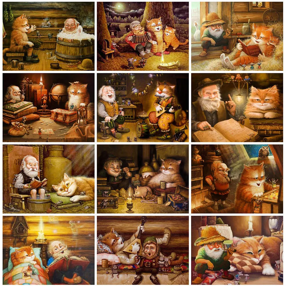 

HUACAN полностью квадратная Алмазная картина кошка 5D Сделай Сам Вышивка животное мозаичный портрет Вышивка крестом комплекты, украшение для д...