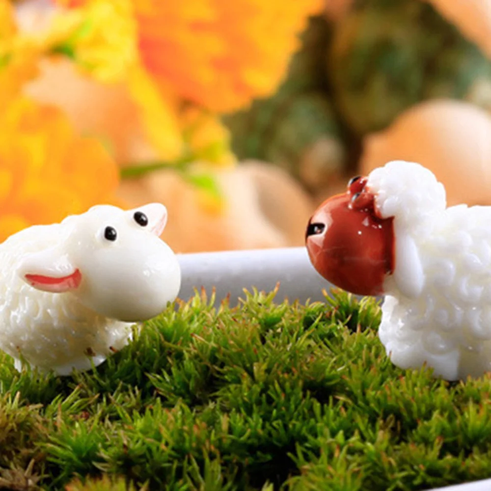

Cute Resin Sheep Statue Mini Home Decoration Kawaii Accessories Garden Decoration