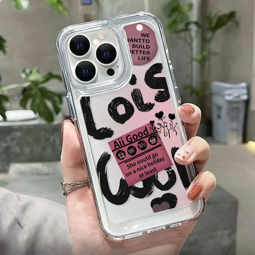 

Чехол для телефона Iphone 14 13 12 11 Pro Max X Xr Xs Max 7 8, Прозрачная силиконовая Мягкая задняя крышка с надписью «Love Heart»