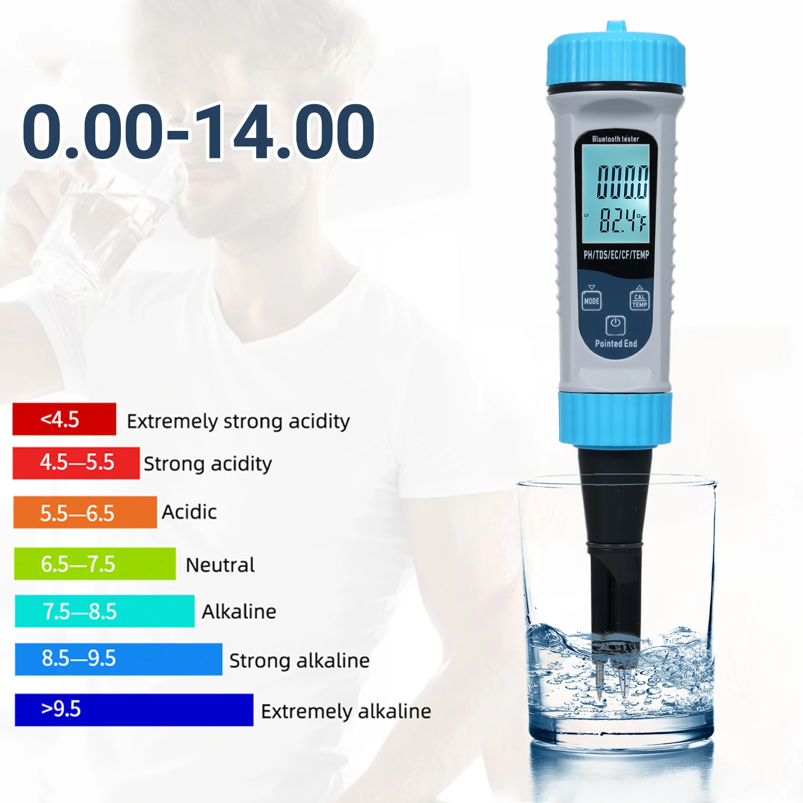 5 в 1 pH-метр с BT высокоточное измерение pH/TDS/EC/CF/Temp