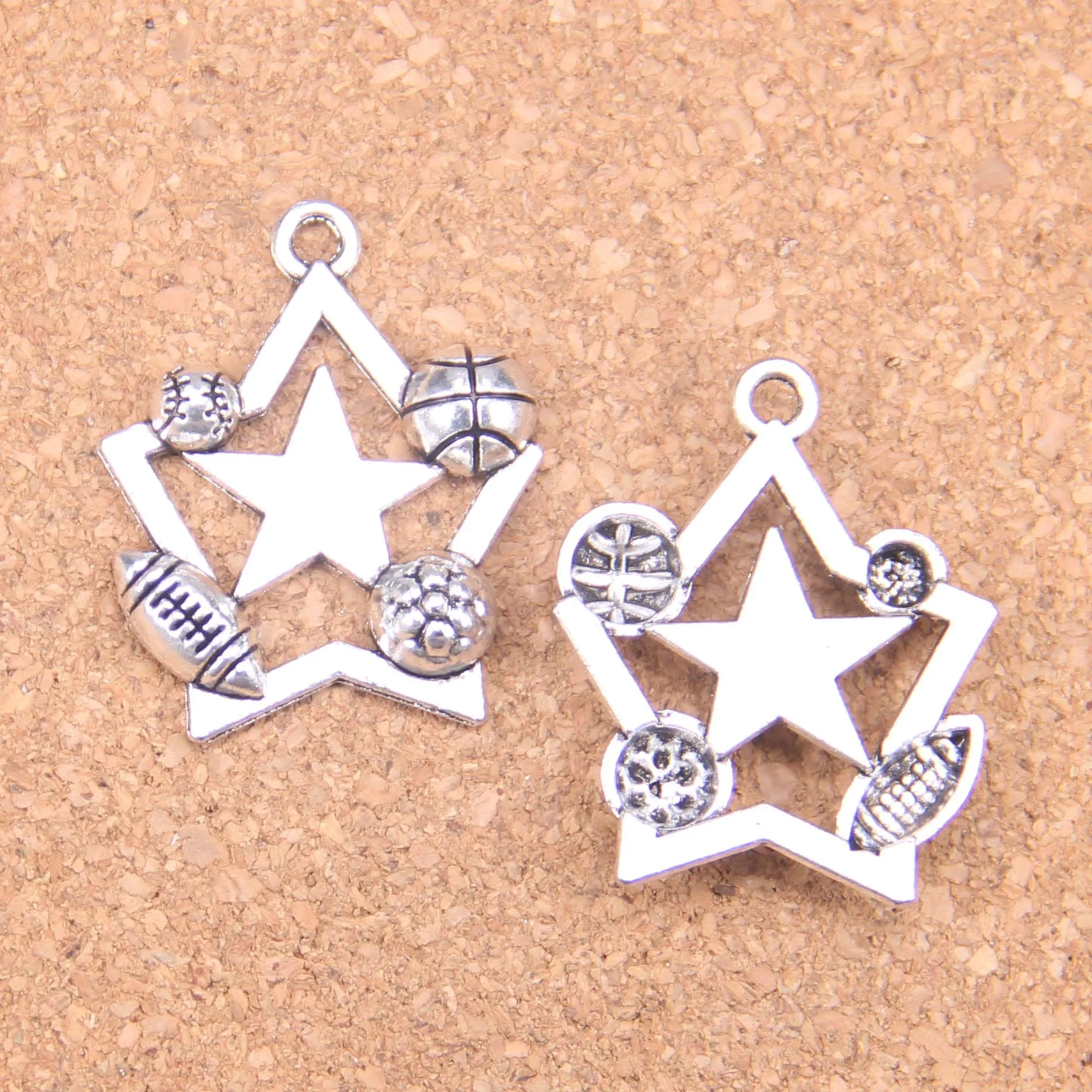 

45pcs Charms star football soccer baseball 30x25mm Antique Pendants,Vintage Tibetan Silver Jewelry,DIY for bracelet necklace