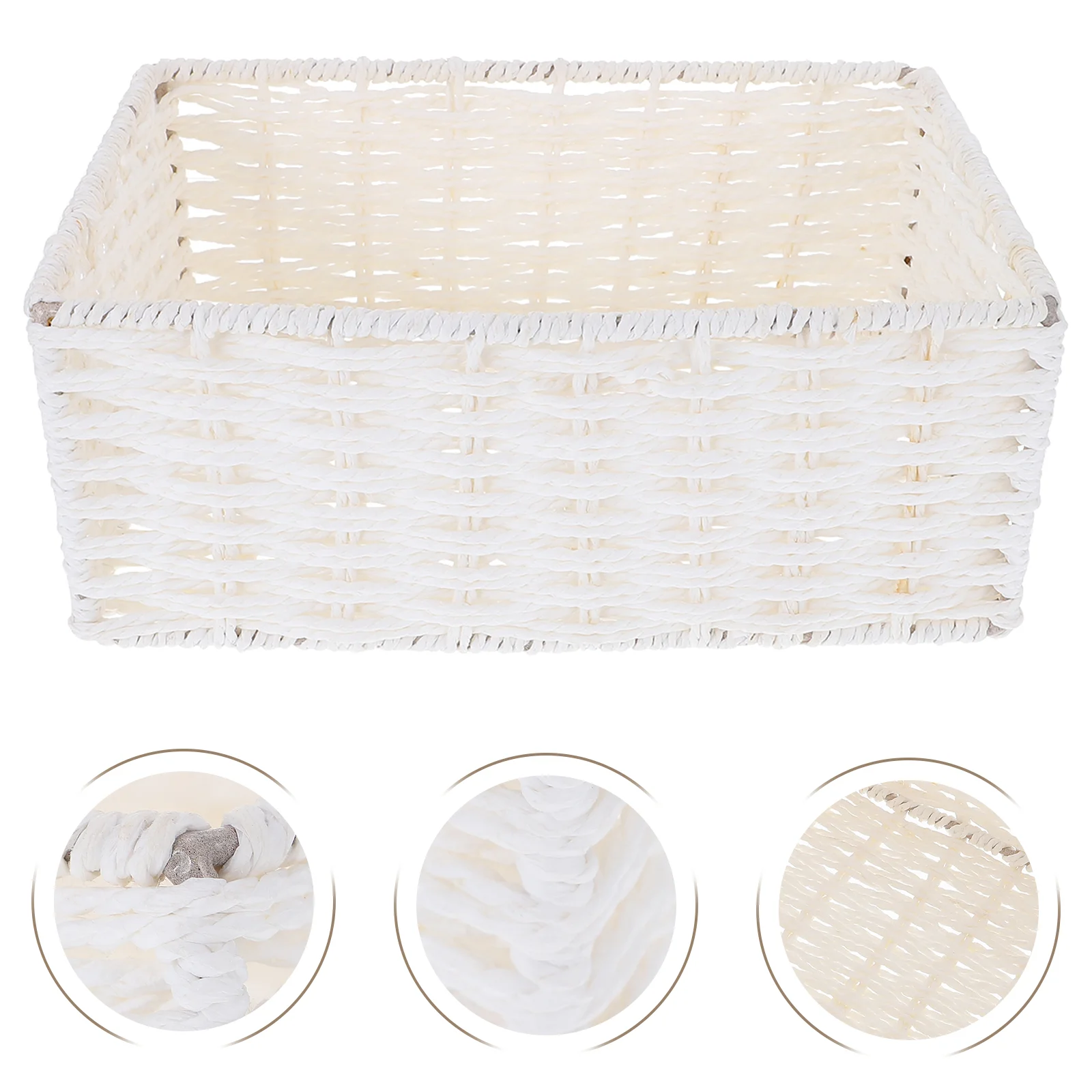 

Finishing Basket Storage Box Makeup Vanity Organizer Baskets Organizing Paper Rope Desktop Woven White