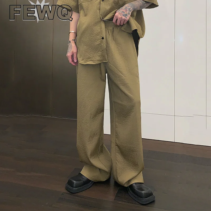 

FEWQ Korean Fashion Men's Casual Pants Pleateing Male Wide Leg Trousers Niche Design Summer Sweatpants 2023 Stylish New 24B2980