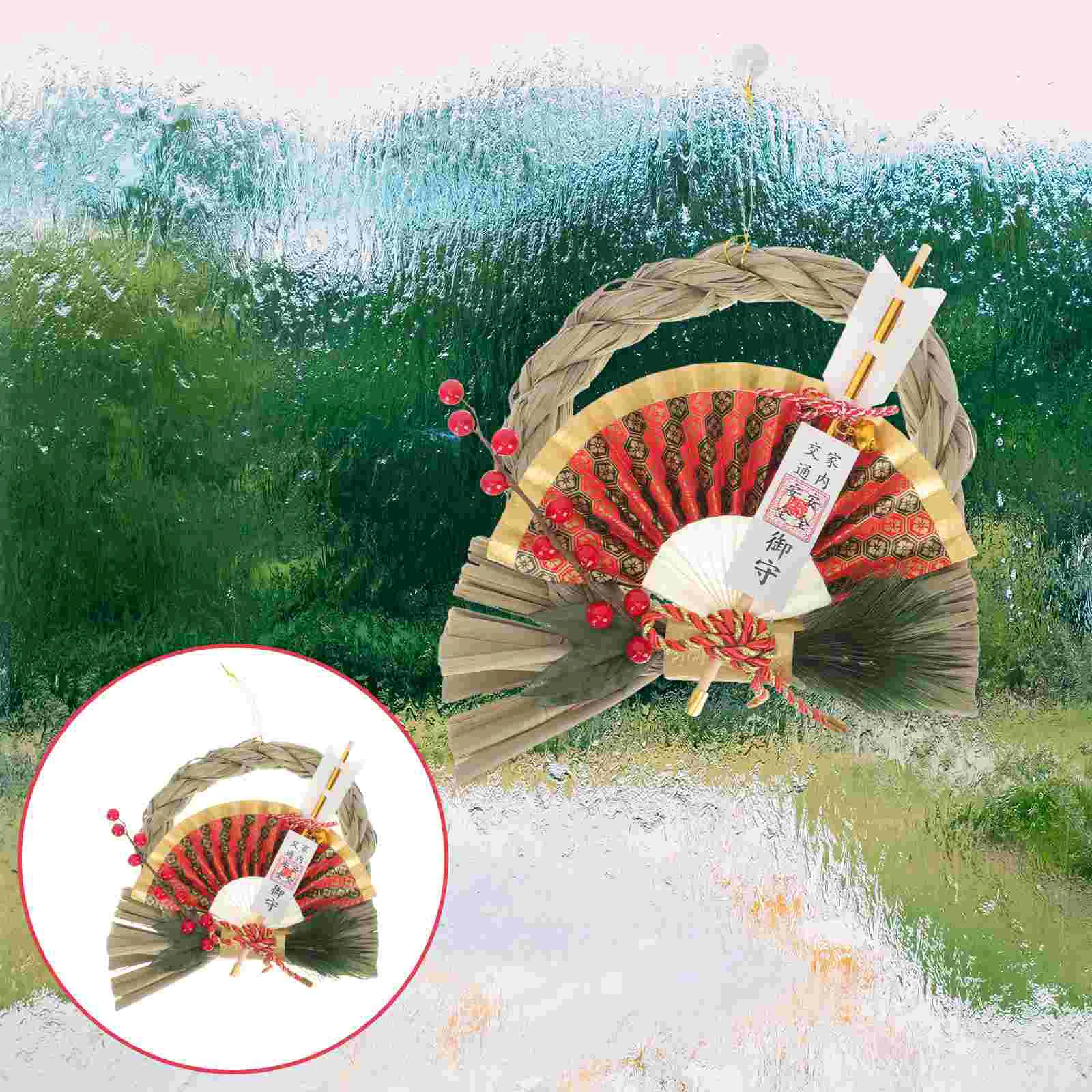 

Japanese Straw Pendant Front Door Signs Wreath Decorative Sushi Restaurant Hanging Japaneses
