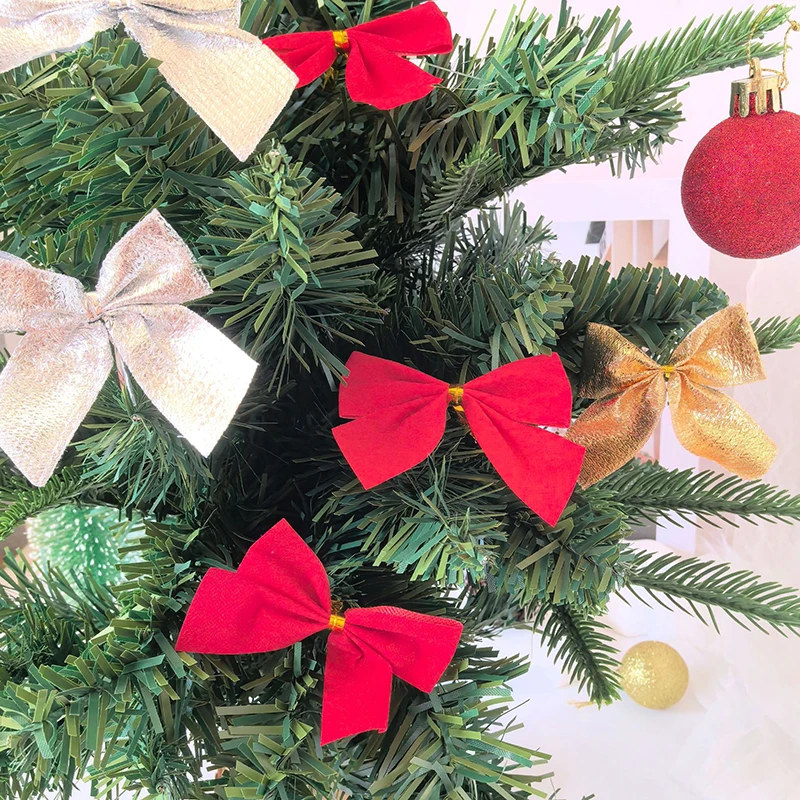 Набор из 12 красных мини-елочных бантов
