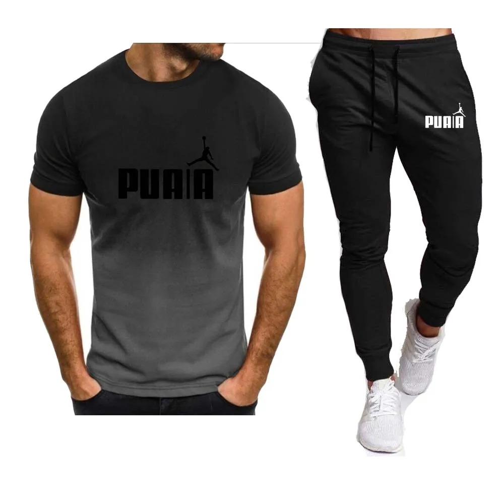 2023Summer hot Men's T-Shirt + Pants Suit Men's Sports Suit Brand LOGO Printing Casual Fashion Cotton Short Sleeves T-shirt sets