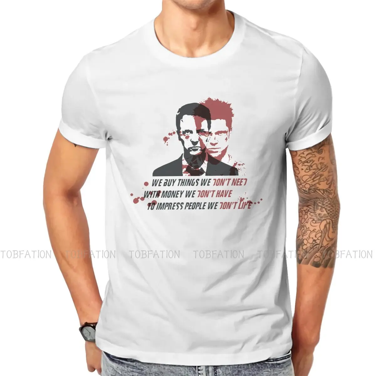 

Fight Club The Narrator Film Fabric TShirt Two Characters Quote Basic T Shirt Oversized Men Clothes Printing Big Sale
