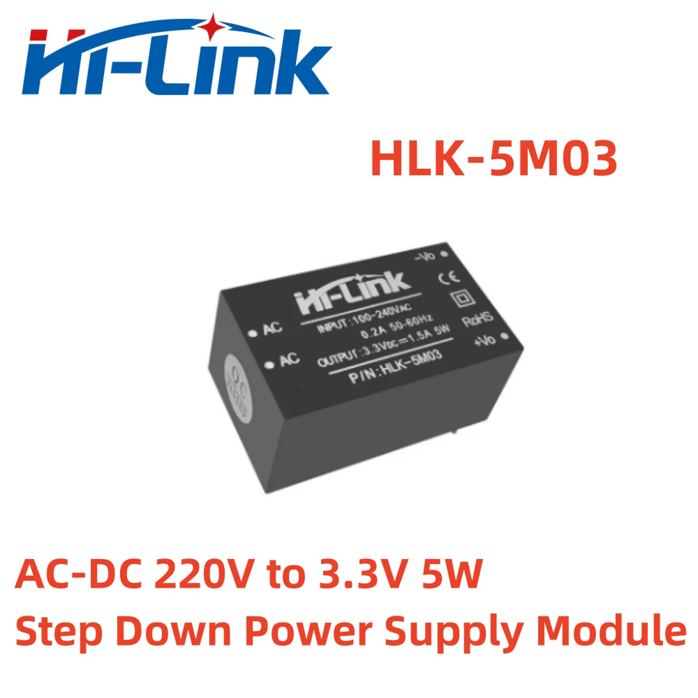 

Free Shipping HLK-5M03 3.3V 1.5A 5W AC DC Switching Power Supply Converter Module 100-240V Step-Down 50pcs/Lot