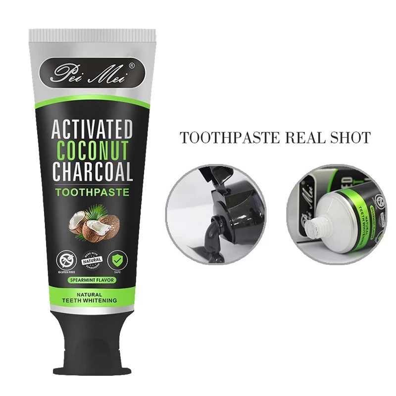Activated Coconut Charcoal Toothpaste Remove Tooth Stains Dark Pigment Improve Coffee Cigarette Tea Teeth Tooth Paste 100g