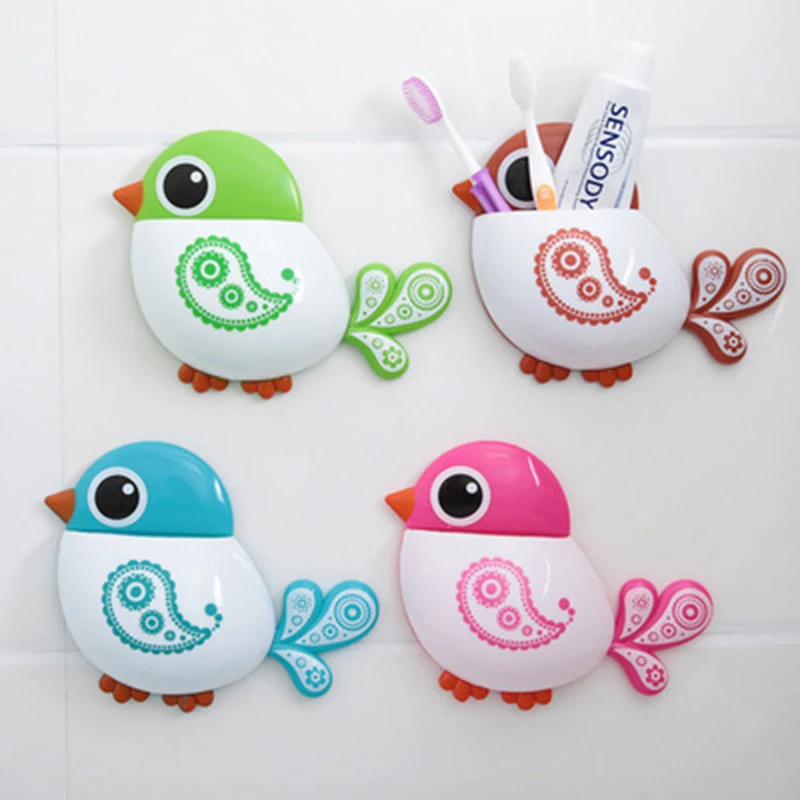 

1 Piece Funny Popular Kid's Favourite Cartoon Bird Pattern Suction Cup Tooth Brush Holder Bathroom Accessories for Toothbrush