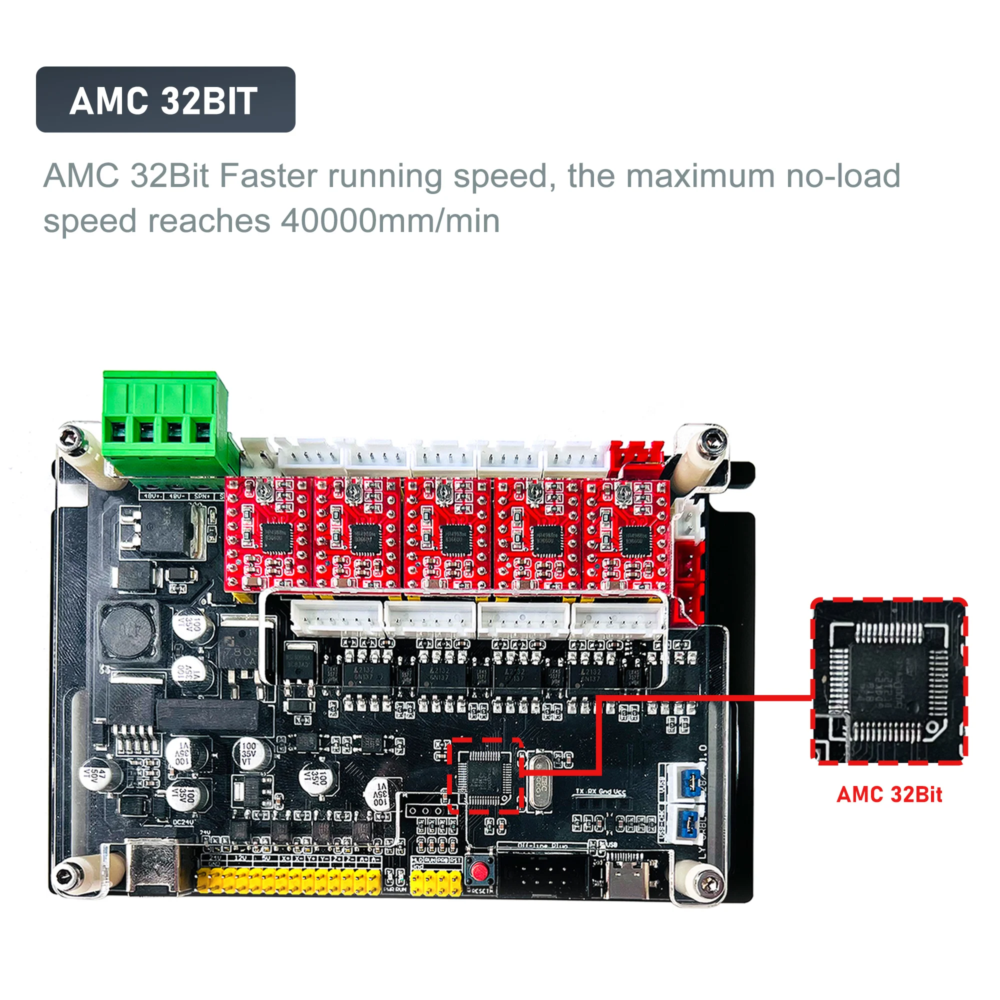 ЧПУ 4-осевой контроллер MCU32 Bit 32grbl Драйвер шагового двигателя XYZA ось плата