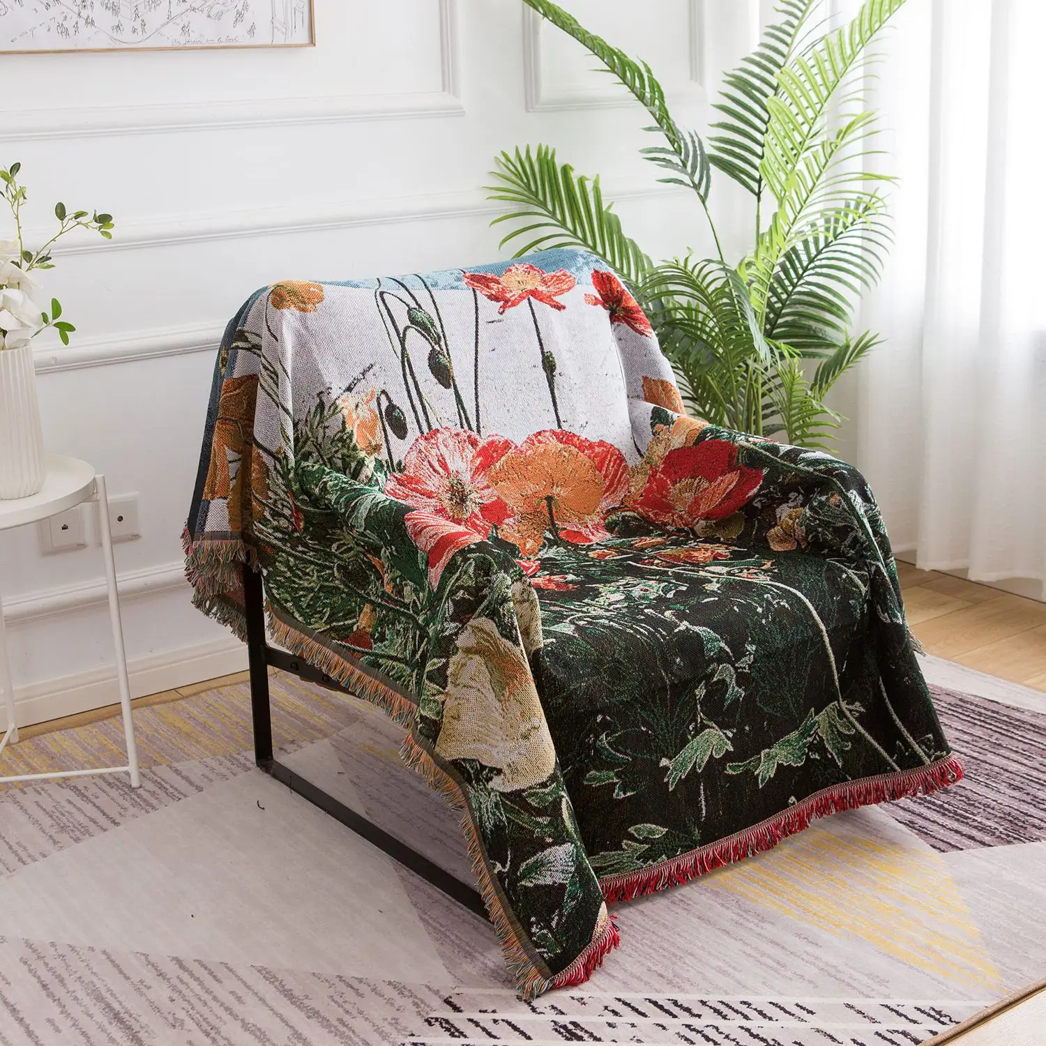 YTYIN Тканое одеяло с цветочным рисунком