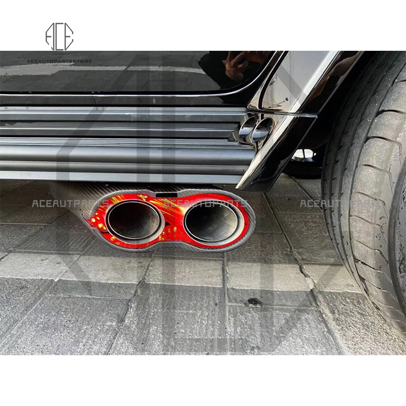 G900 Rocket Style Сухое углеродное волокно для светящейся выхлопной крышки Mercedes Benz G Class