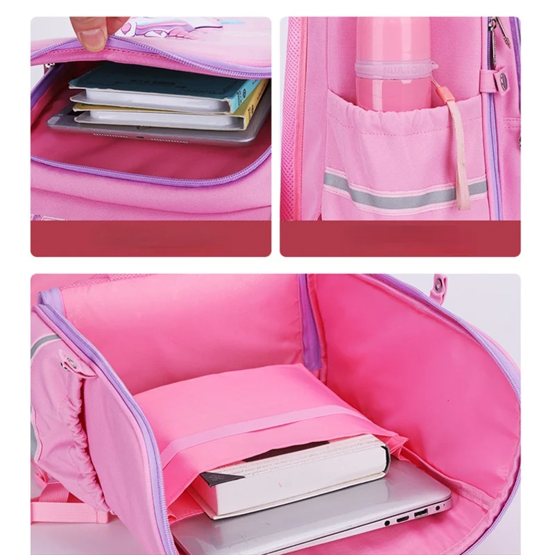 Grade 1-6 Girls Sweet Cartoon Unicorn Backpacks New Dreamy Children Cute Students Reflective Fashion Schoolbags Drop Shipping