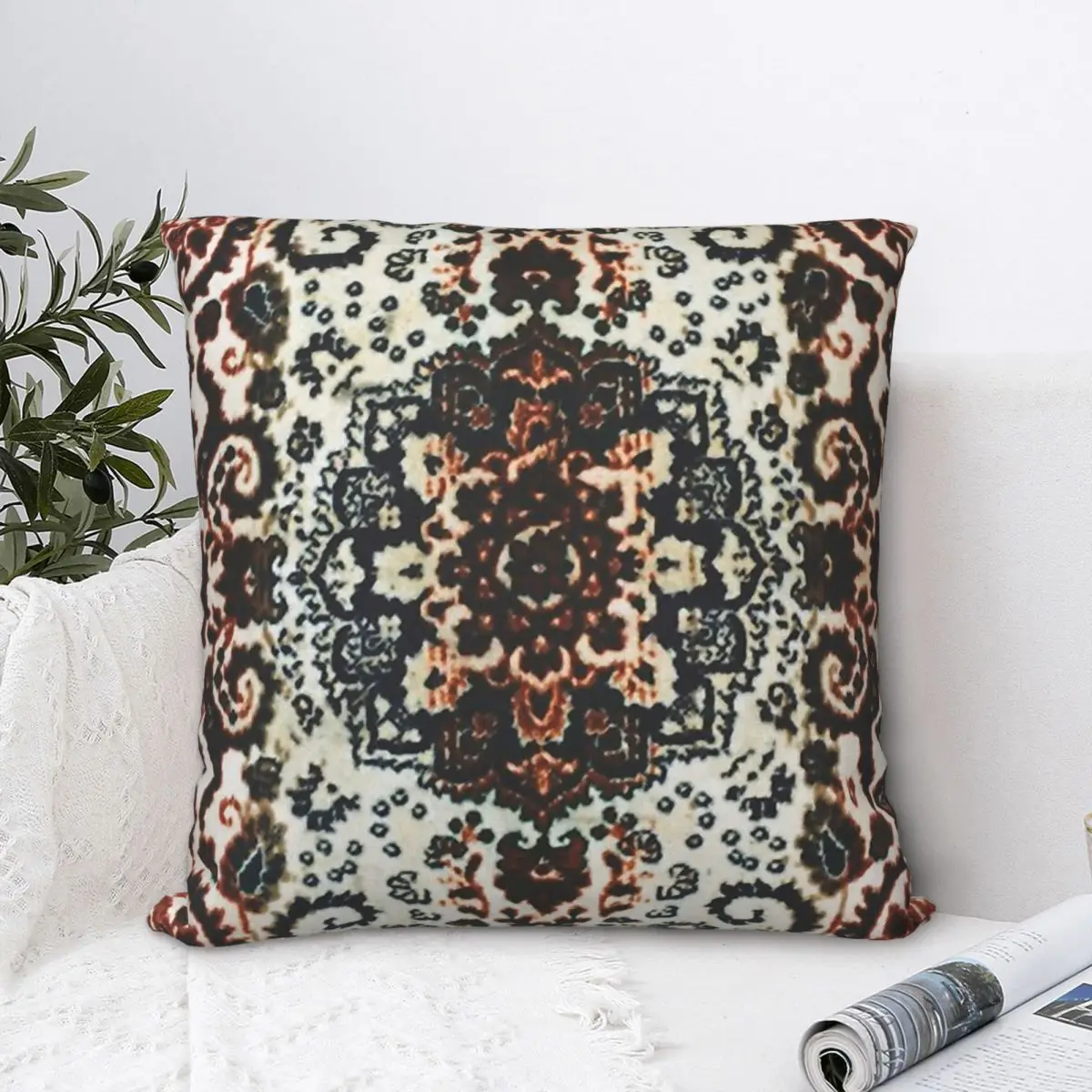

Antique Persian Carpet Oriental Throw Pillow Case Oriental Rug Cushion Home Sofa Chair Print Decorative Hug Pillowcase