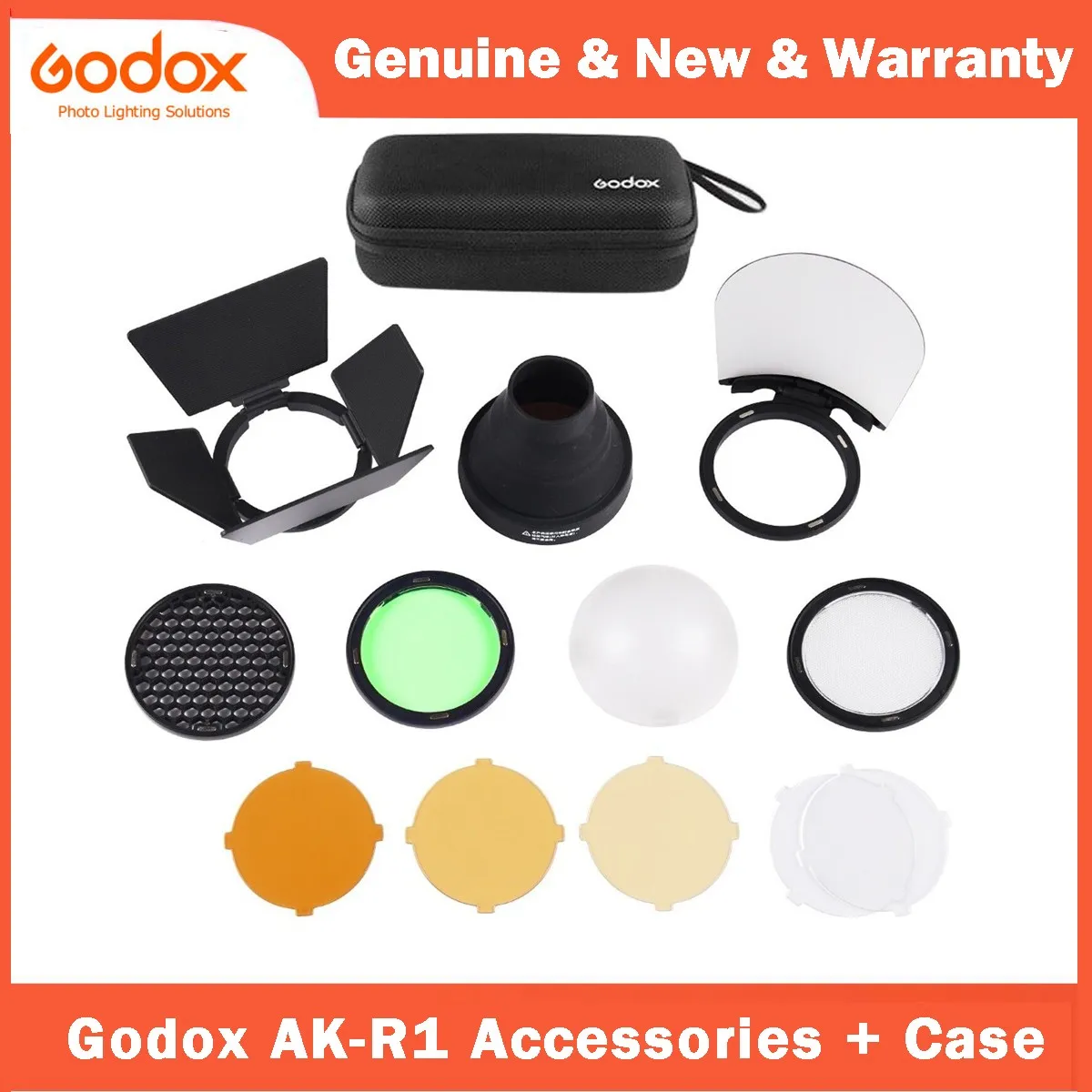Фото Godox AK-R1 Дверь сарая, снуд, цветной фильтр, отражатель, сотовый, комплекты шариков диффузора для Godox AD200 H200R V1 с круглой головкой вспышки №1