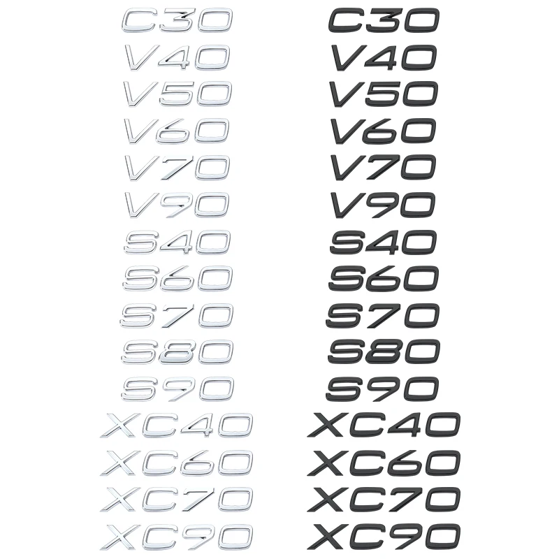 

3D-наклейки из АБС-пластика с буквами V60 V90 S40 S60 XC40 XC60 XC90 для задней части багажника автомобиля, эмблема, значок, наклейка для автоаксессуаров Volvo