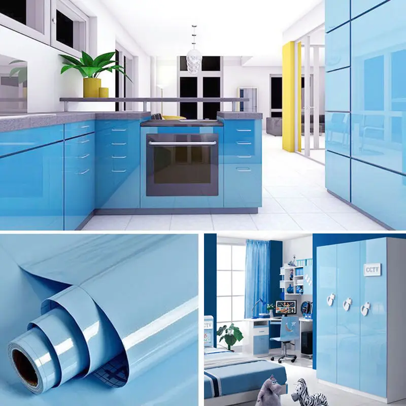

Inyl Solid Color Furniture Renovation Stickers Waterproof Wallpaper Self Adhesive Wall Papers Oil Proof Sticker Kitchen Fixture