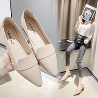 summer womans pumps 2022 pointed toe womans casual shoes solid low heels soft ladies office high heels autumn female work heels