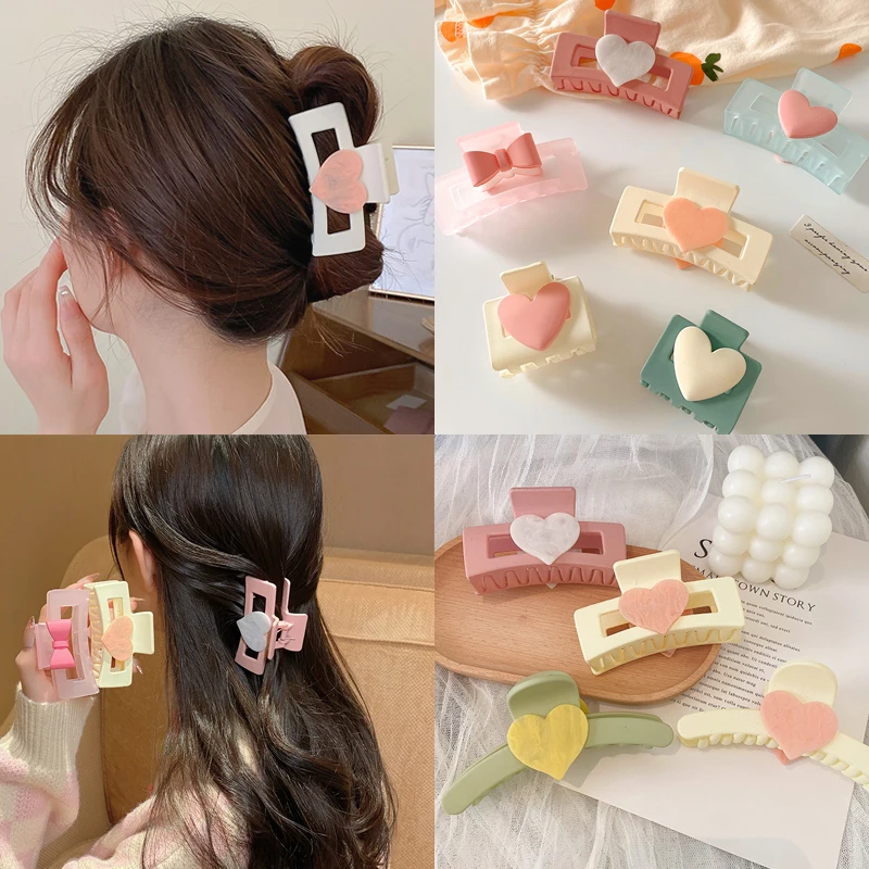 

Заколка для волос женская, элегантный розовый зажим для волос с геометрическим дизайном в форме сердца, модные аксессуары для волос, Подарочный головной убор