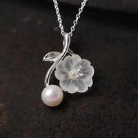 chinese style 925 sterling silver freshwater pearl pendants necklaces retro white crystal plum choker short necklace xl028