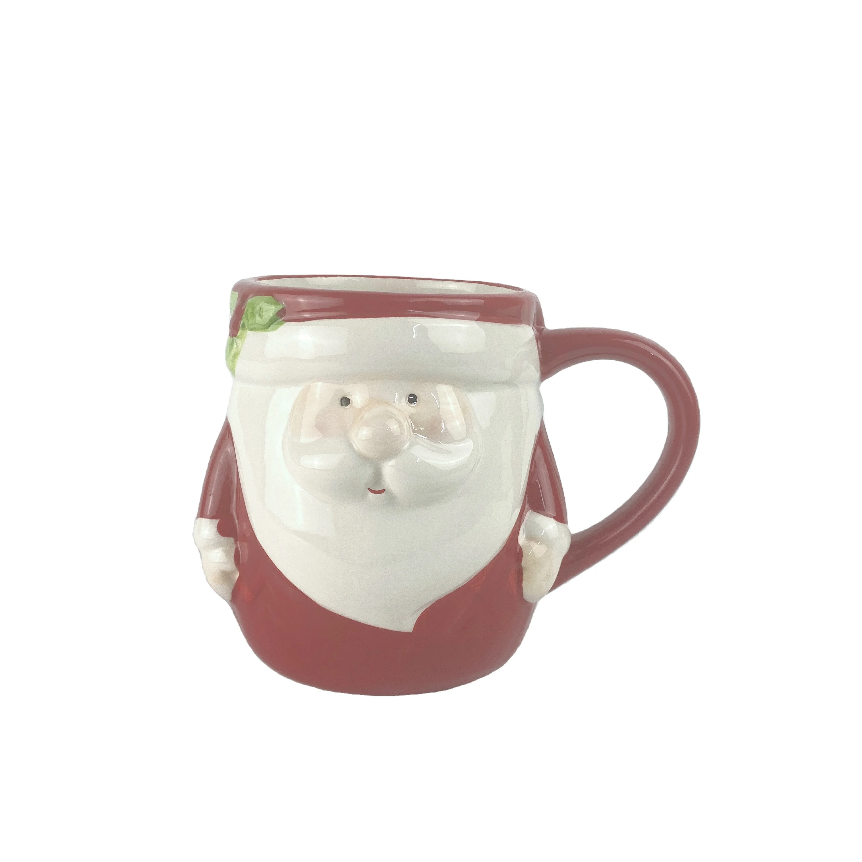 

Ceramic 3d Christmas Coffee Cups Promotional Ceramic Santa Snowman Mug Porcelain Red Cup