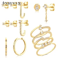andywen 925 sterling silver gold clear zircon drop earring women luxury fine jewelry 2022 luxury ctrystal drop clips piercing