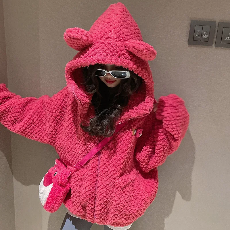 

Winter Coats 2022 Hooded Girls Clothing Jackets Parka Clothes Medium Long Windbreaker Plaid Thicken Lamb Children Woolen Coats
