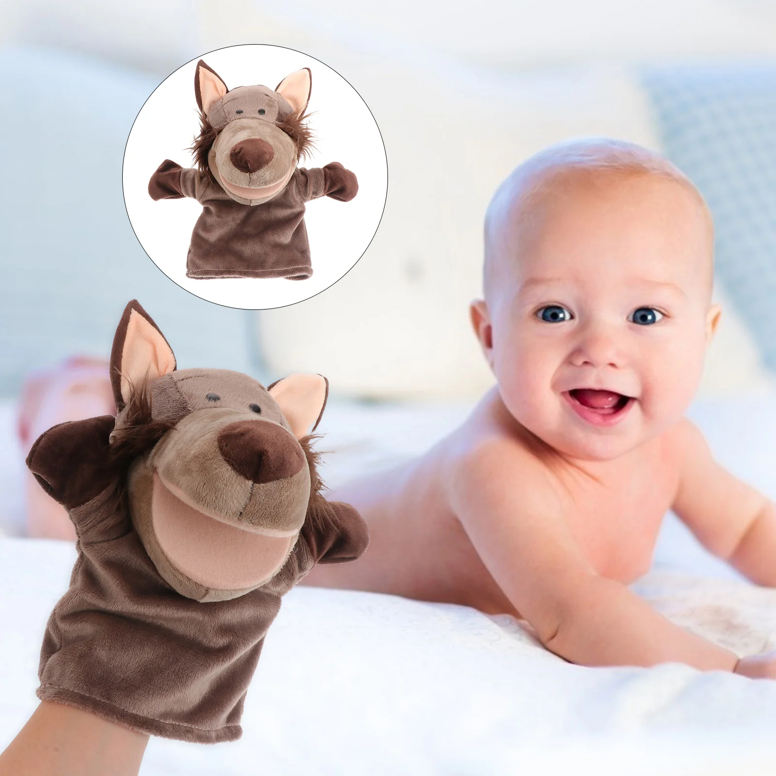 

Show Hand Puppet Wolf Toy Role Play Kids Animal Plush Story Talking Children's Bidoof