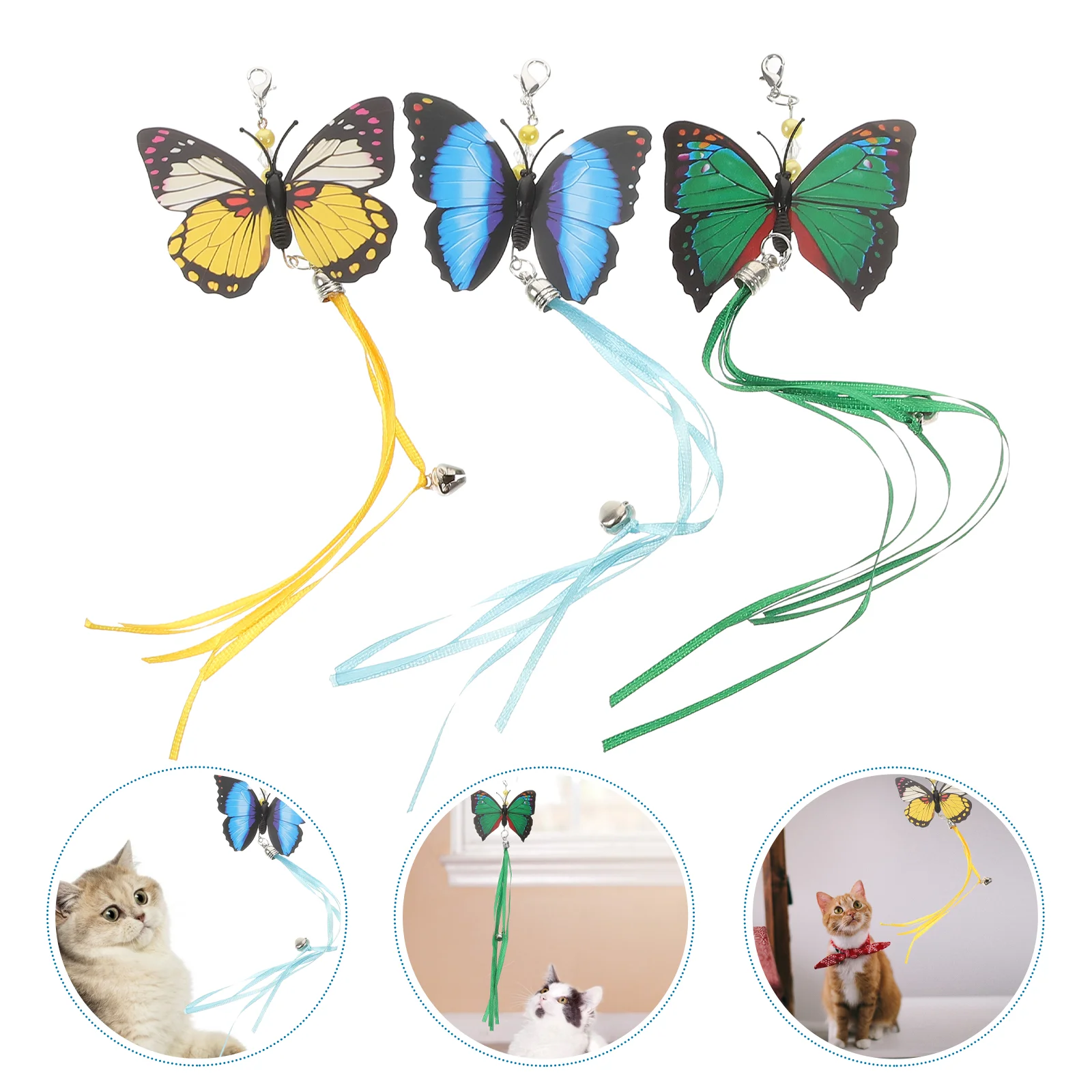 

3 Pcs Replacement Head Cat Teaser Wand Refills Ladybug Toys Teasing Stick Replacements Pet Bee Parts