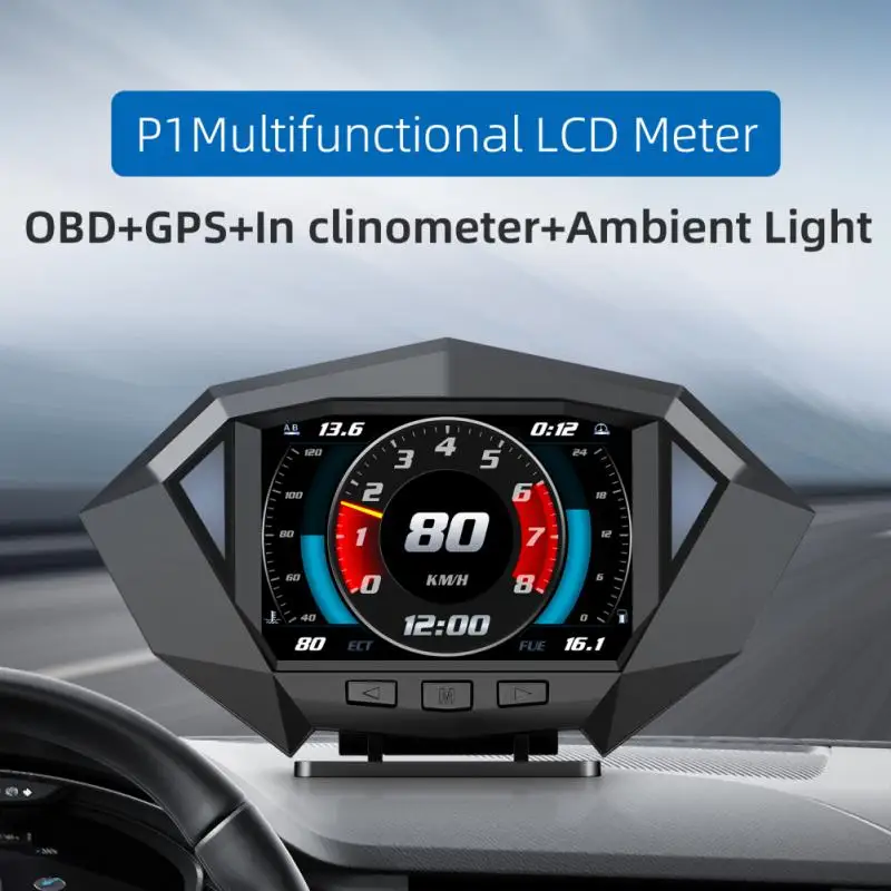 

Автомобильный умный цифровой спидометр OBD2 GPS HUD, измеритель температуры воды, топлива, давления, сигнализация