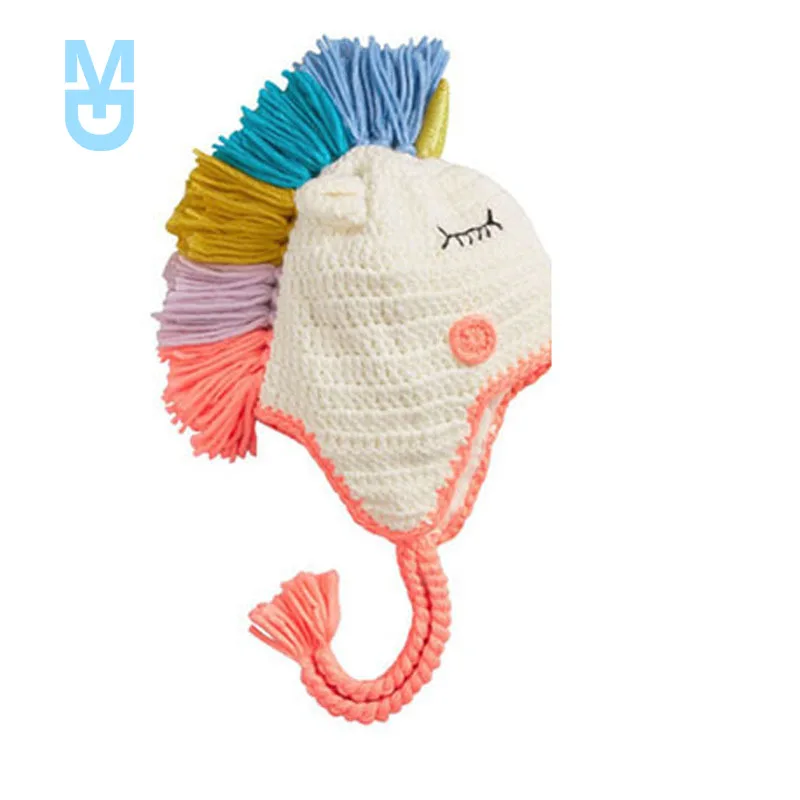 

New winter hat for baby girl Children born photography props for Kids girl Warm Unicorn Hat baby hat