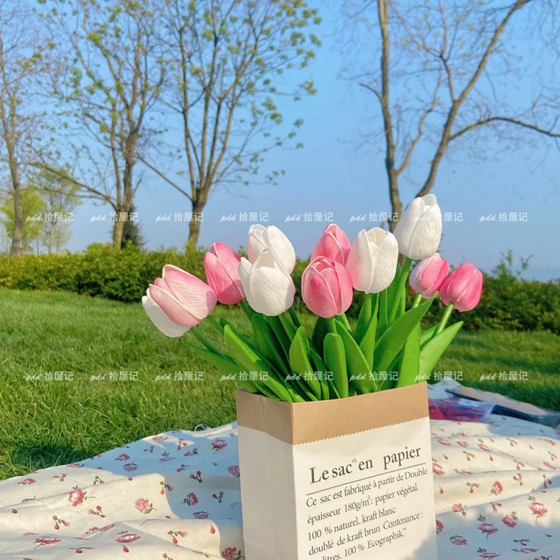 

Korean Ins Fake/Artificial Flower High-End Tulip Bouquet Female Props Internet Famous Photo Taking Props for Girlfriend