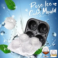 3d big ice cream ball maker reusable whiskey cocktail mould bar tools ice cube form silicone rose shape icecream mold tray