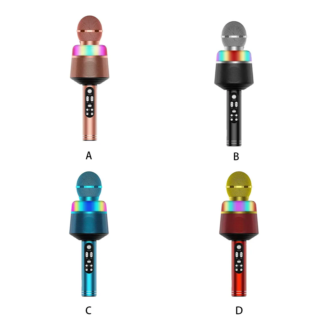 

Беспроводной микрофон, Bluetooth-совместимый динамик, KTV плеер с подсветкой, микрофон, сильная совместимость, аксессуары для телефона, черный