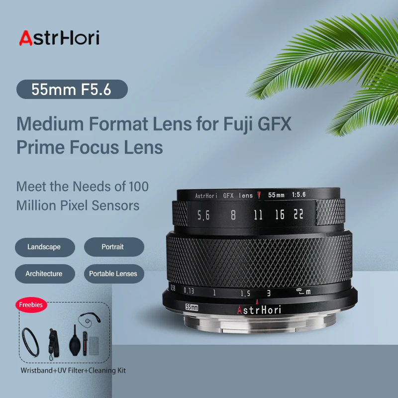 

AstrHori 55mm F5.6 Medium Format Manual Prime Lens Match 100 Million Pixels Sensor for FUJIFILM GFX Mount GFX 50SII,GFX100,GFX10