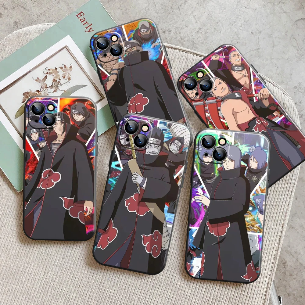 

Japan Anime Naruto Akatsuki Phone Case For iPhone 13 11 Pro 12 Mini MAX X XR XS 8 7 Plus 6 6s SE 2020 Coque Back Soft Black