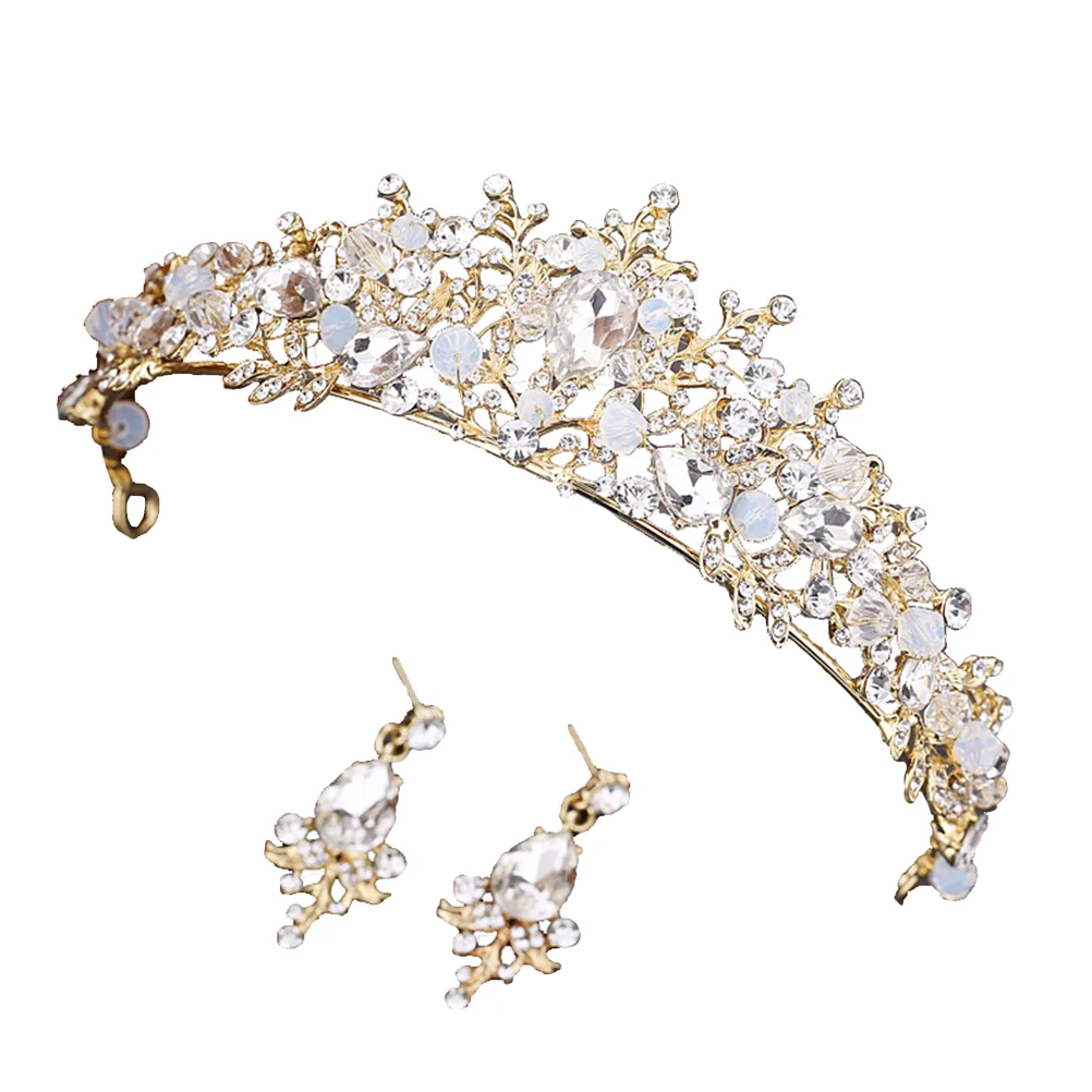 

Earrings Bridal Rhinestone Bride Hair Wedding Jewelry Headpiece Comb Baroque Piece Ear Drop Headband Tiaras Jewelry for women