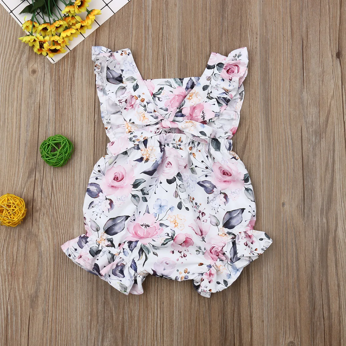 

New Summer 3M-18M Baby Girls Romper Clothes Girl Flower Print Jumpsuit Infant Playsuit Newborn